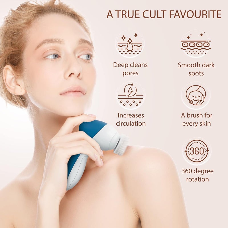 VISOFO Facial Cleansing Brush Face Scrubber Exfoliating Cleaning Skin Care Cleanser Wash Women Girls Electric Beauty Powered Exfoliator Skincare Spin Tools Scrub Washer Self Care by (Sapphire) - Image 5